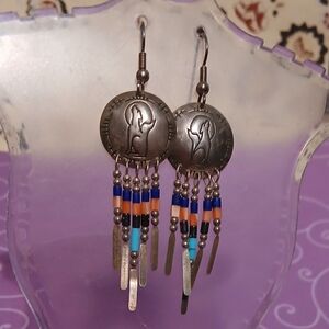 Sterling Silver (Hallmarked) and Multicolor Gemstone Bead Earrings